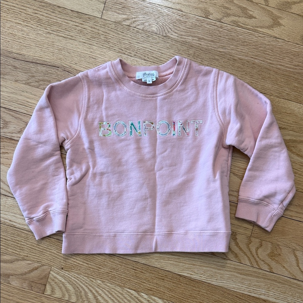 Bonpoint Pastel Pink Logo Crewneck Sweatshirt size 6
